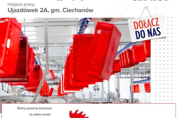 Pracownik myjni pojemników w Ujazdówku