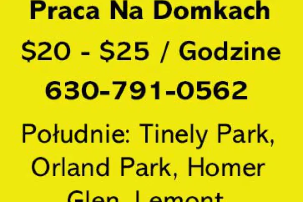 Sprzątanie na domkach $20-$25 na godzinę.