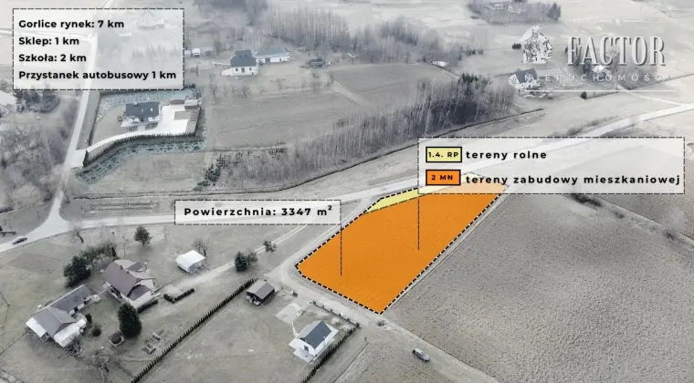 Działka budowlano-rolna 20 ar, Dominikowice 1182S