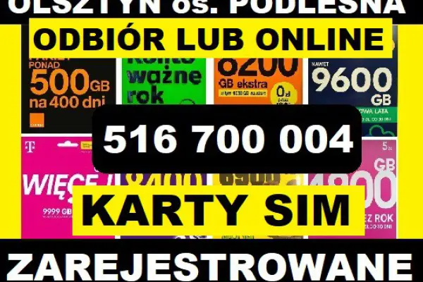 Olsztyn działające zarejestrowane karty SIM polskie startery telefonicznie eSIM dobra karta SIM