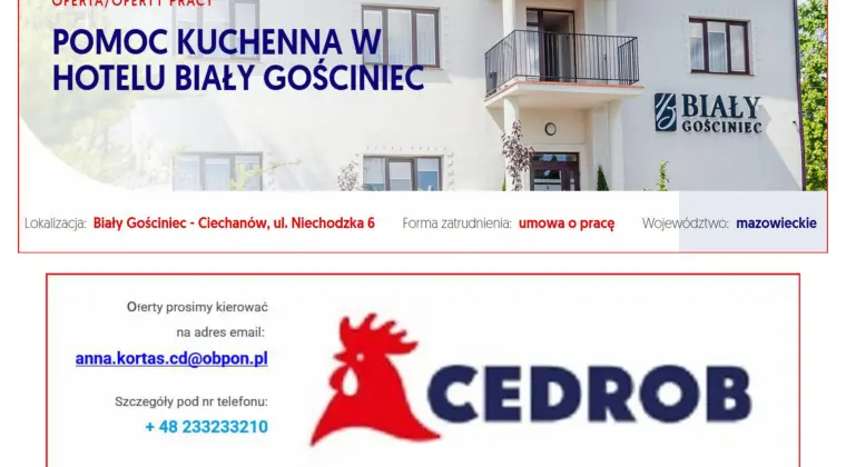 Pomoc Kuchenna w Hotelu Biały Gościniec