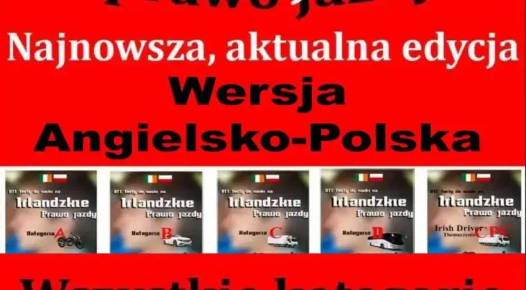 Testy do nauki na Irlandzkie prawo jazdy po Polsku