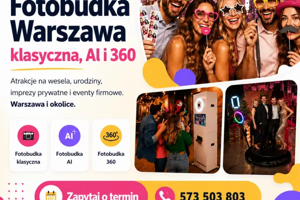 Fotobudka Warszawa i okolice - klasyczna, AI i 360!