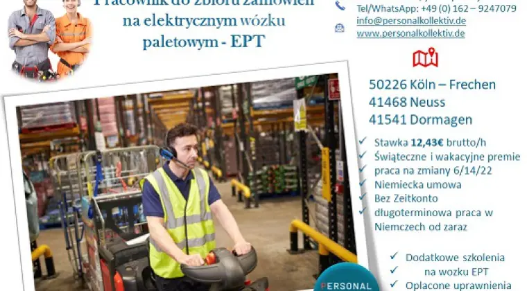 Magazyn, komisjoner na elektrycznym wózku paletowym – EPT