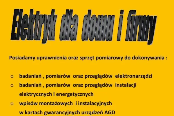 Elektryk awarie remonty pomiary montaż AGD uprawnienia