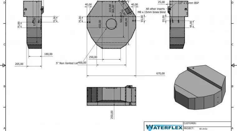 Zbiornik 68 litrów VW T5 T6 DEDYKOWANY DO KAMPERA PROMOCJA