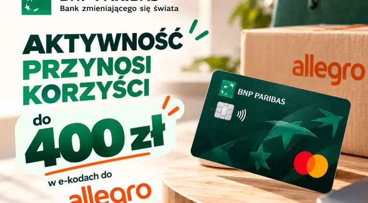 Karta kredytowa BNP Paribas: do 400 zł do Allegro [Październik 2026]