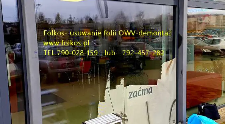 Usuwanie folii z szyb, witryn, usuwanie kleju-Usługa Warszawa 