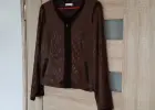 ŻAKIET brązowy, cieniutki zamsz, oryginalne wstawki, suwak, rozm. M/L - 25 zł.