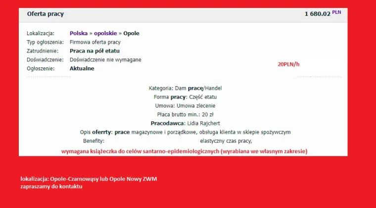praca w spożywczaku