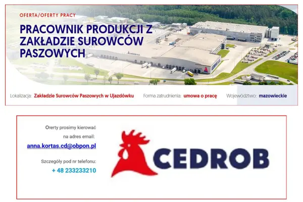 Pracownik produkcji z Zakładzie Surowców Paszowych