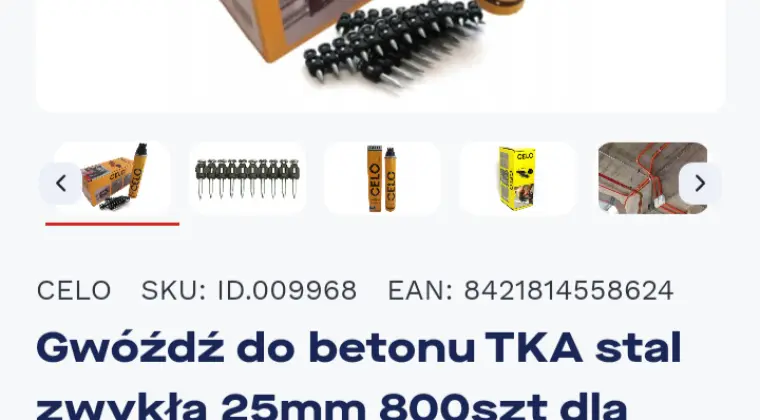 Gwoździe do osadzaka.