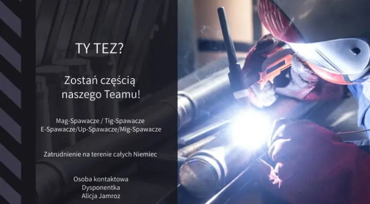 Niemiecka firma zatrudni spawacza TIG FM 3 i FM 5 na stale 25/38E/h
