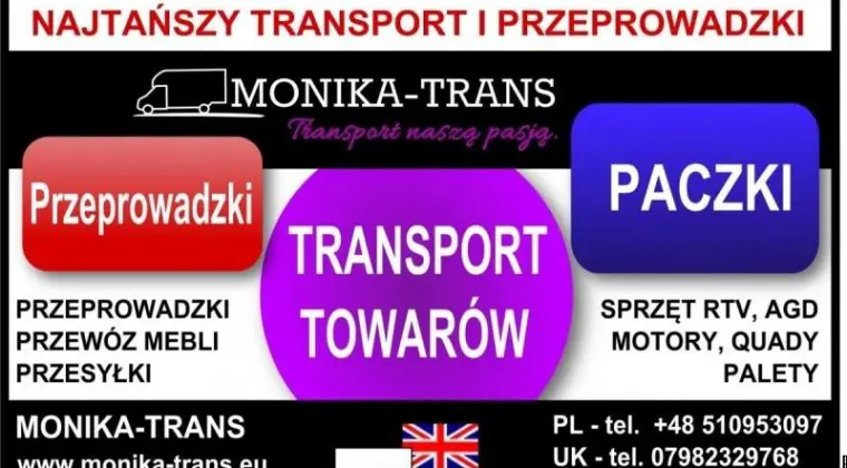 Przeprowadzki UK-Polska, transport paczek,AGD,RTV,palet