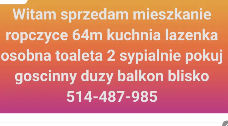 Sprzedam mieszkanie ropczyce