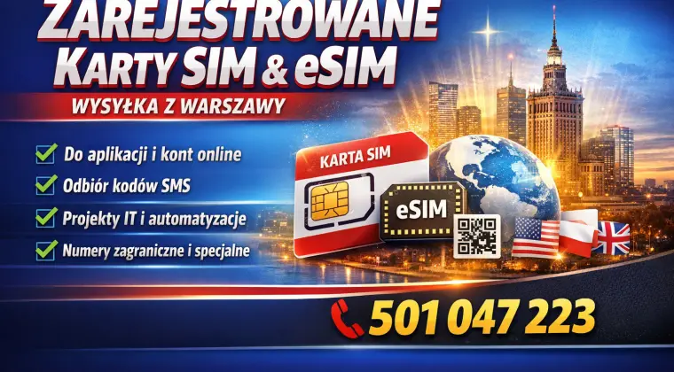 Zarejestrowane karty SIM i eSIM – wysyłka Warszawa → Ostrów Mazowiecka / Ostrołęka