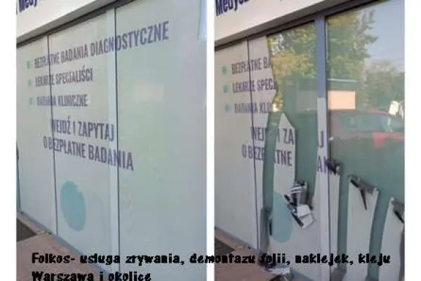 Usługa zrywania folii, naklejek, kleju Warszawa -Folkos folie