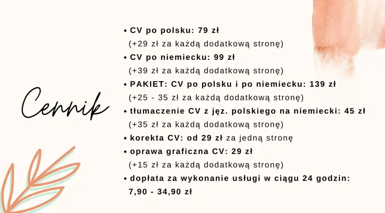 Profesjonalne pisanie CV po niemiecku/99 zł