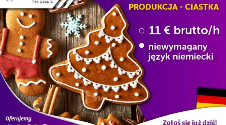 Pracownik produkcji (pakowanie ciastek – bez znajomości języka)   