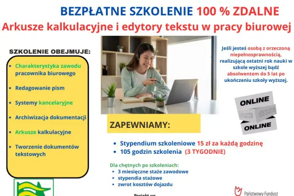 Szkolenie 100 % zdalne dla osób z orzeczeniem dla studentów i absolwentów