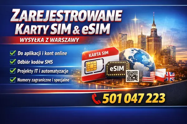 Zarejestrowane karty SIM i eSIM – wysyłka Warszawa → Ostrów Mazowiecka / Ostrołęka