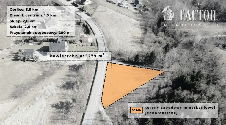 Widokowa działka budowlana 12,79 ara – Bieśnik, gm. Łużna 1183S/2026