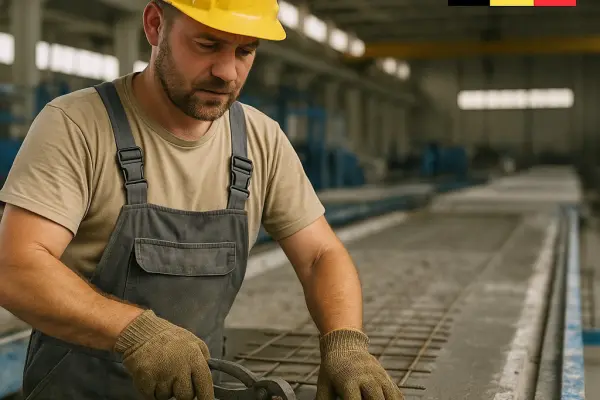 Pracownik produkcji prefabrykatów betonowych