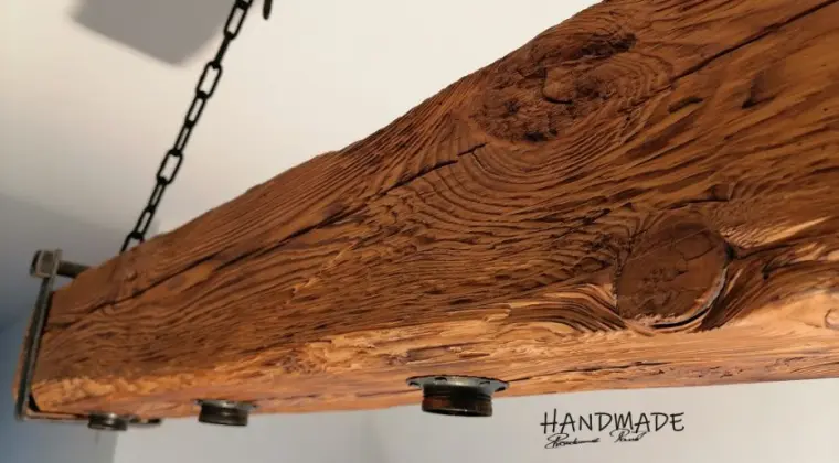Drewniana lampa, żyrandol RETRO,Loft. 120lat stara belka. RARYTAS