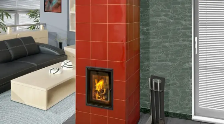 Zdrowy piec kaflowy nowej generacji z widokiem ognia.