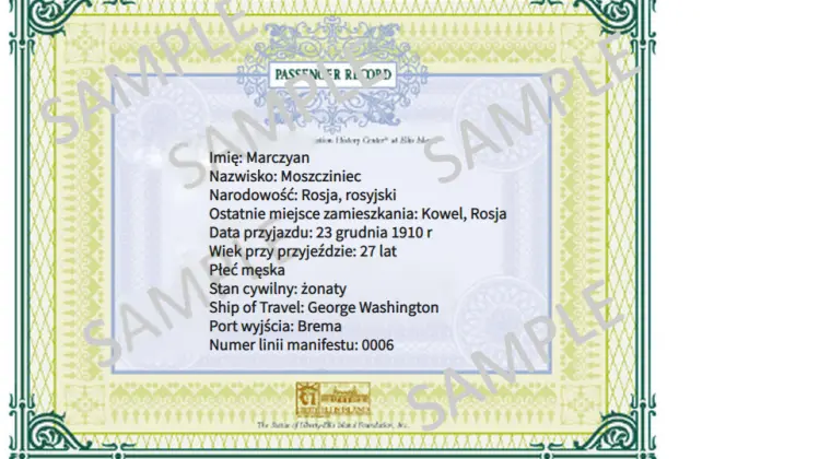 Szukam potomków Marcjana Moszczaniec przybyłego z Kowla UA w 1910r do USA