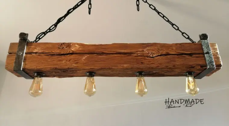 Drewniana lampa, żyrandol RETRO,Loft. 120lat stara belka. RARYTAS