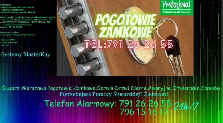 Awaryjne otwieranie zamków Ślusarz Warszawa 24h