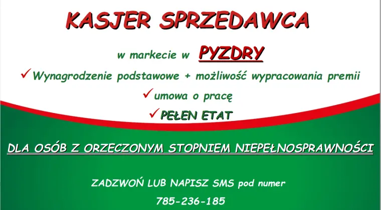 KASJER - SPRZEDAWCA