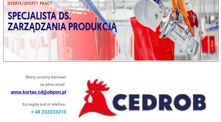 Specjalista ds. Zarządzania Produkcją Ujazdówek