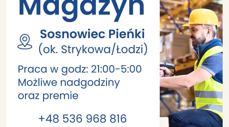 Obecnie dla naszego Klienta - jednego z liderów w branży logistycznej poszukujemy osób do pracy w magazynie