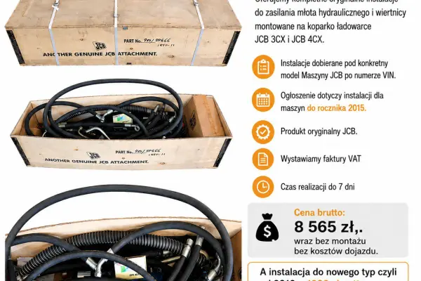 Instalacja hydrauliczna JCB 3CX / 4CX do młota i wiertnicy – stary typ do 2015 r. / nowy typ od 2016 r.