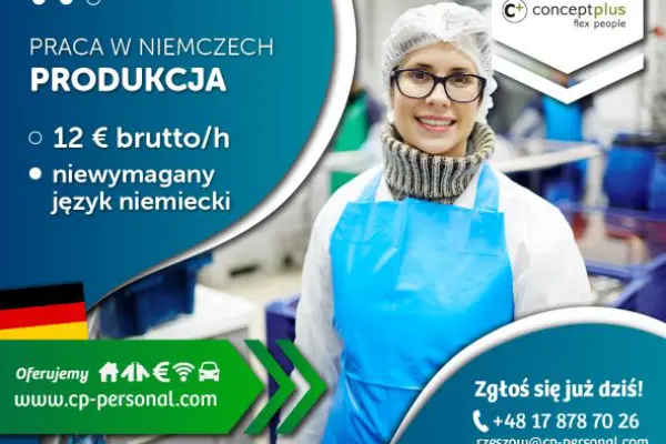 Pracownik produkcji (k/m) bez znajomości języka - do 12,50 € brutto