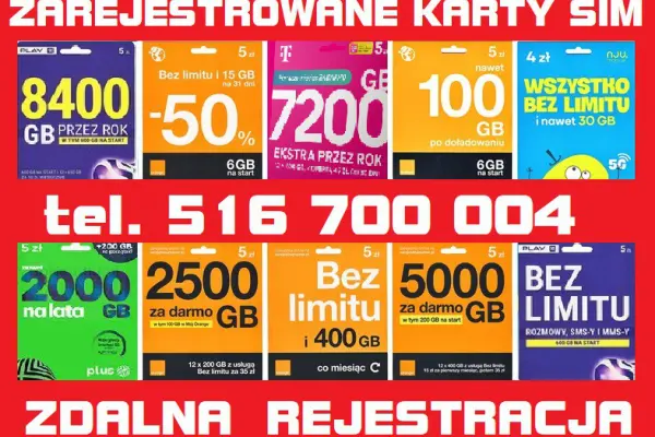 Zarejestrowane karty SIM zestawy startowe prepaid do telefonu komórkowego Warszawa zdalna rejestracja karty SIM
