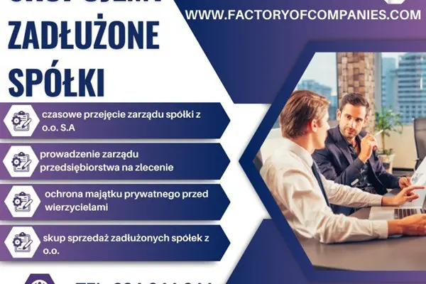 Skupujemy Zadłużone Spółki , JDG, Antywindykacja/233/299/586/US/ZUS