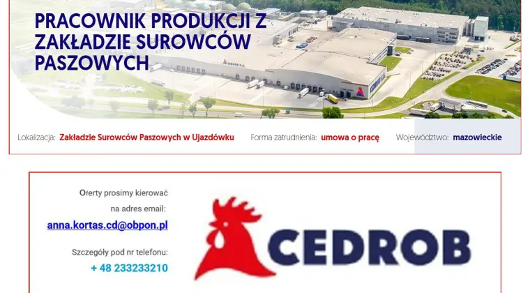 Pracownik produkcji z Zakładzie Surowców Paszowych