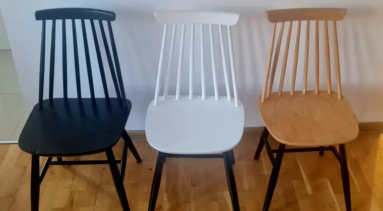 Komplet 3 drewnianych krzeseł "Patyczaki"